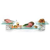 Skycap   elemente de bufet modulare, finisaje picioare cu aspect inox, negru sau lemn natur, blaturi de sticla, negre sau lemn