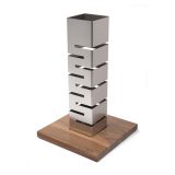 Skycap   picior inalt bufet modular, finisaje picioare cu aspect inox, negru sau lemn natur, blaturi de sticla, negre sau lemn