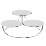 Suport pentru tort cu 3 platane, inox Diametru platan 23cm, dimensiune 54x49x18,5 cm