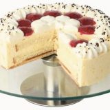 Suport rotativ pentru tort sau alte deserturi, picior din inox satinat, platoul din sticla Diametru 30cm, inaltime 7cm