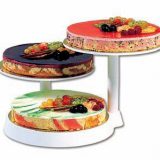 Suport tort pentru prezentare, PVC, cu 3 etajere demontabile, diametru platou 28 cm