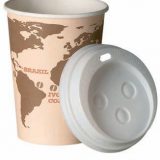 Pahare de unica folosinta din carton, speciale pentru bauturi calde, cu cpac, model World Map, capacitate 100, 150 si 200 ml