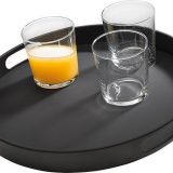 Bistro, tava servire cu suprafata anti alunecare, realizata din melamina, cu manere, stacabila, diametru 35,5 cm