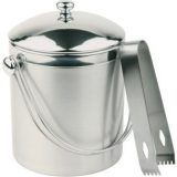 Ghetiera cu perete dublu din inox, include capac si cleste pentru gheata, capacitate 1 litru