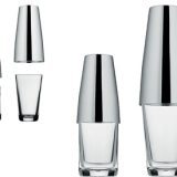 Shaker Boston, inox, pahar sticla, deschidere larga pentru a permite adaugarea cuburilor de gheata