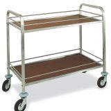 Carucior debarasare, cadru inox, blaturi din lemn stratificat