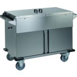 Carucior pentru transport, distributie, pregatit pentru tavi GN, cu sau fara bain marie, dulap inferior pentru depozitare