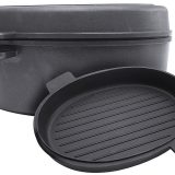 Vas oval cu capac grill, acoperire non stick din oxid de titan